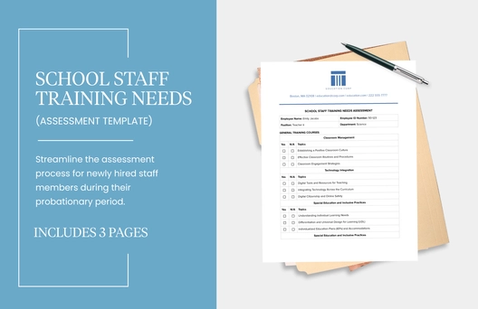 School Staff Training Needs Assessment Template