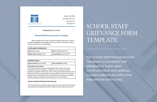 School Staff Grievance Form Template