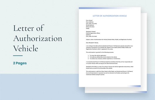 Letter of Authorization Vehicle