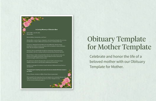 Obituary Template for Mother Template