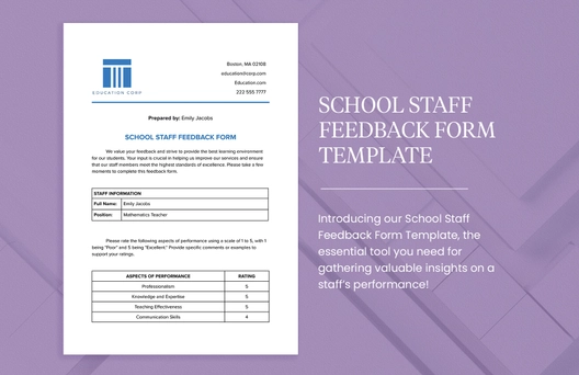 School Staff Feedback Form Template School Staff Feedback Form Template