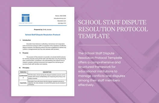 School Staff Dispute Resolution Protocol Template
