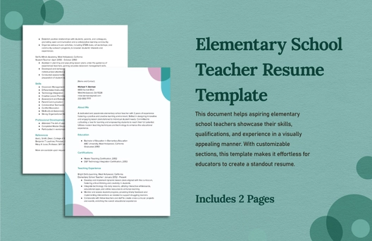 Elementary School Teacher Resume Template