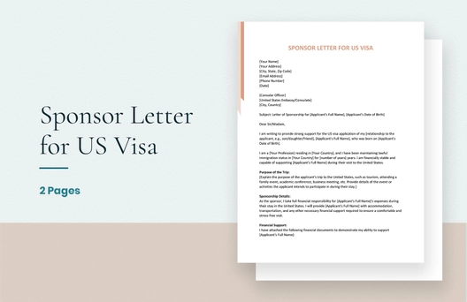 Sponsor Letter for US Visa Sponsor Letter for US Visa