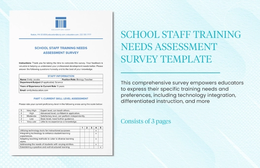 School Staff Training Needs Assessment Survey Template