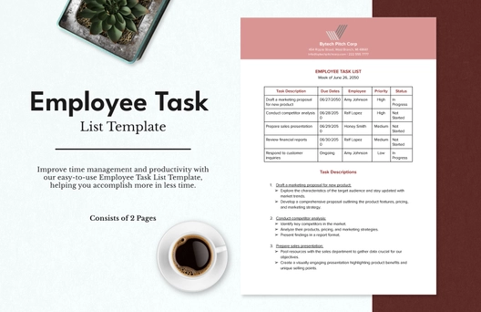 Employee Task List Template