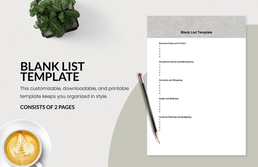 Blank List Template Blank List Template
