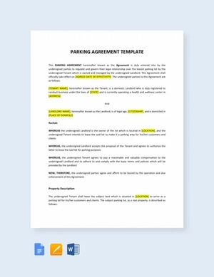 Parking Agreement Template
