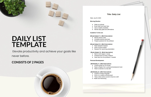 Daily List Template