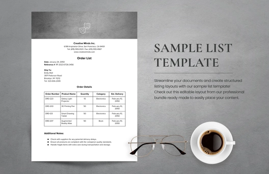 Sample List Template Sample List Template