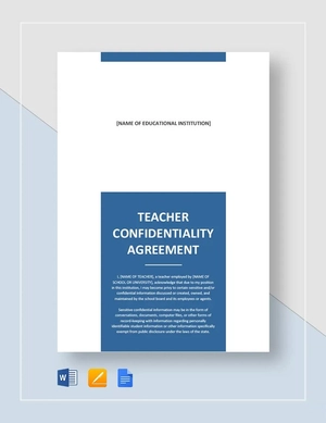 Teacher Confidentiality Agreement Template