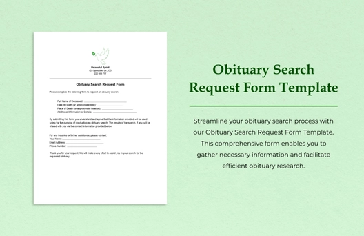 Obituary Search Request Form Template
