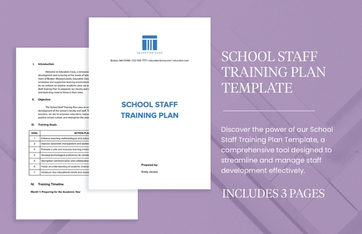 School Staff Training Plan Template