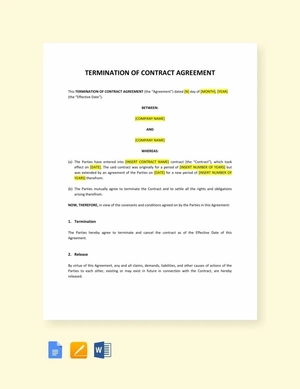 Termination of Contract Agreement Template