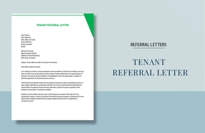 Tenant Referral Letter Tenant Referral Letter