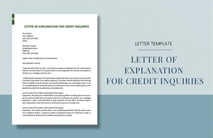 Letter of Explanation For Credit Inquiries