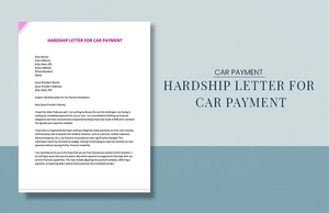 Hardship Letter For Car Payment