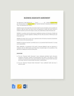 Business Associate Agreement Template