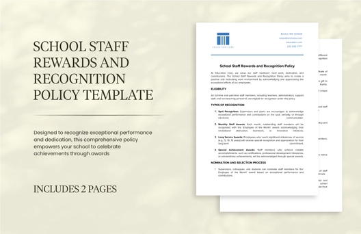 School Staff Rewards and Recognition Policy Template