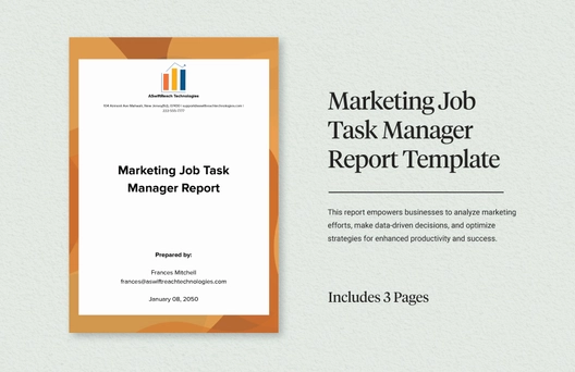 Marketing Job Task Manager Report Template