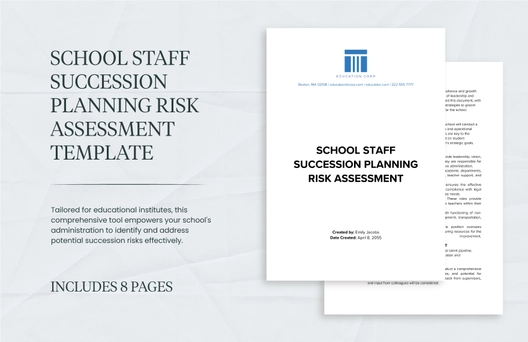 School Staff Succession Planning Risk Assessment Template