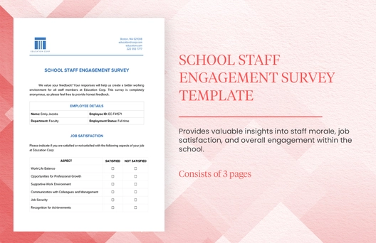 School Staff Engagement Survey Template