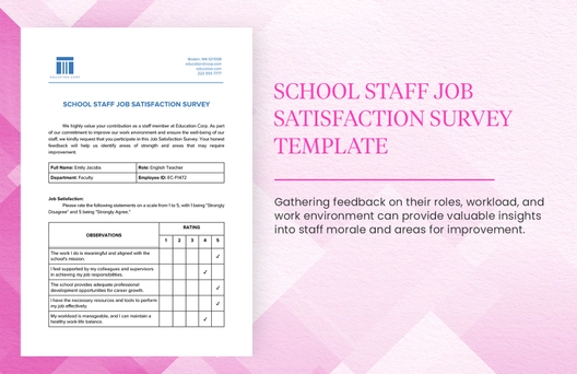 School Staff Job Satisfaction Survey Template