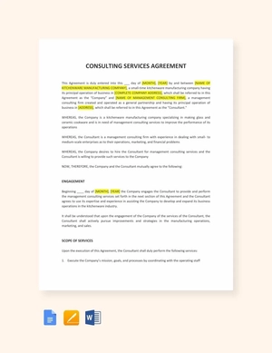 Consulting Services Agreement Sample Template