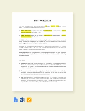 Trust Agreement Template Trust Agreement Template