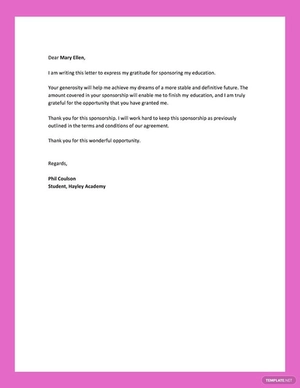 Thank You Letter for Sponsoring Education