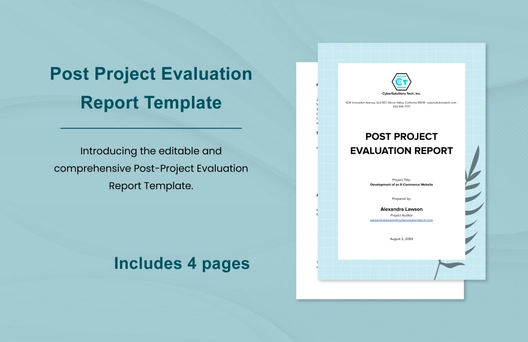 Post Project Evaluation Report Template Post Project Evaluation Report Template