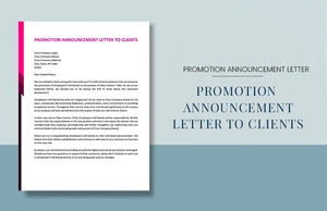 Promotion Announcement Letter To Clients