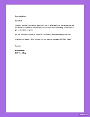 Thank You Letter for Your Service