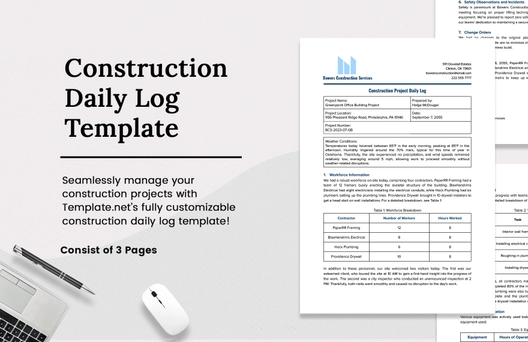 Construction Daily Log Template Construction Daily Log Template