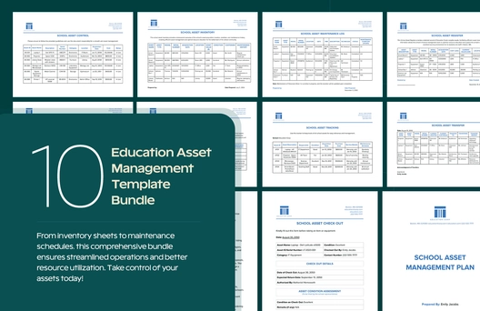 10 Education Asset Management Template Bundle