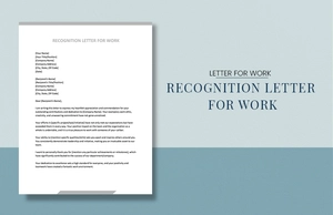 Recognition Letter For Work Recognition Letter For Work