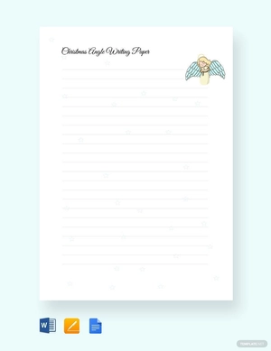Christmas Angel Writing Paper Handwriting Template