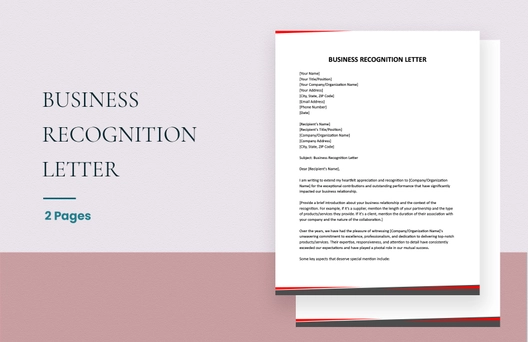 Business Recognition Letter