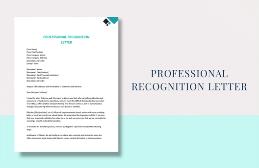 Professional Recognition Letter
