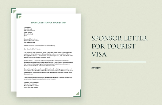 Sponsor Letter for Tourist Visa Sponsor Letter for Tourist Visa
