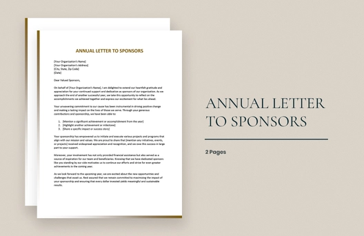 Annual Letter to Sponsors
