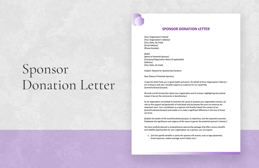 Sponsor Donation Letter Sponsor Donation Letter