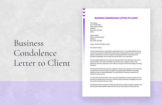 Business Condolence Letter to Client Business Condolence Letter to Client