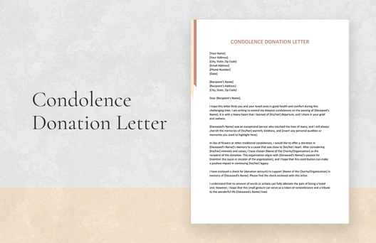 Condolence Donation Letter Condolence Donation Letter