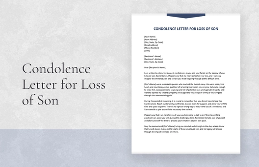 Condolence Letter for Loss of Son