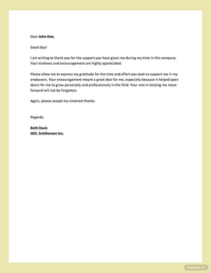 Thank You Letter to Boss for Support