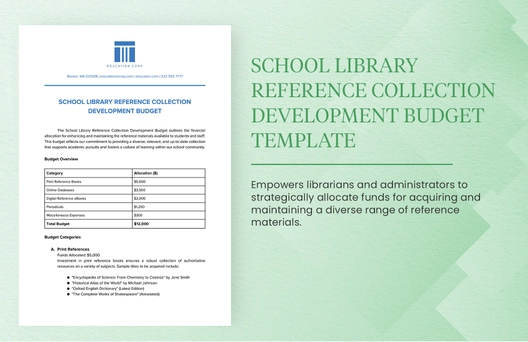 School Library Reference Collection Development Budget Template
