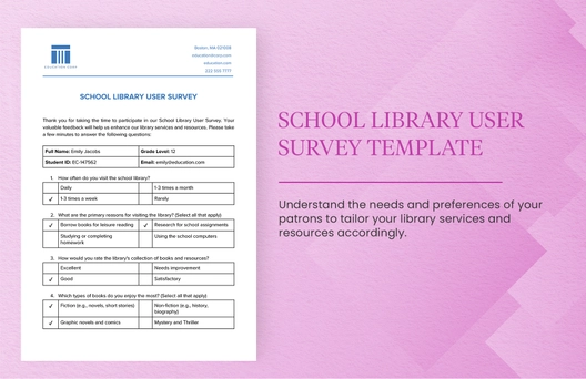 School Library User Survey Template