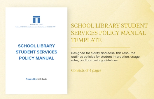 School Library Student Services Policy Manual Template
