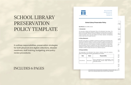 School Library Preservation Policy Template